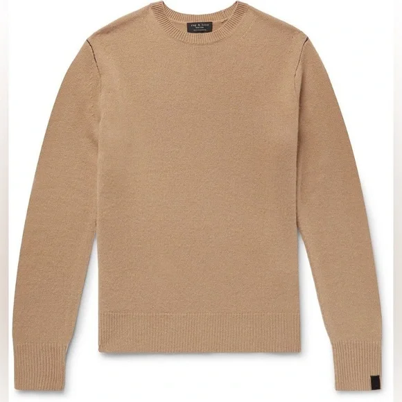Rag Bone Haldon Cashmere Sweater Camel Men s Size M Crewneck Quiet Luxury
